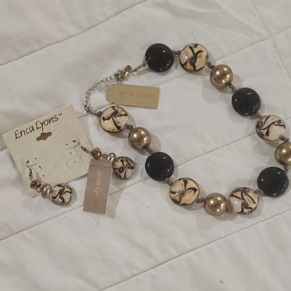 Erica Lyons Black and Gold Statement Necklace